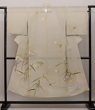 御池に千鳥文様絽の付下