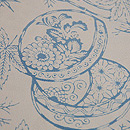 松原与七作 蹴鞠文様中形染め単衣着物　質感・風合