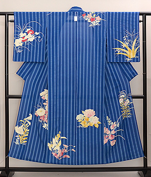 四季の花文様一方付け単衣