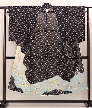 網代文に若鮎絽の付下