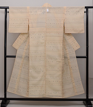 木版染め麻の変わり織