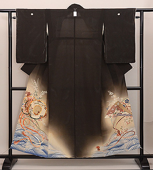 源平物語文様夏黒留袖