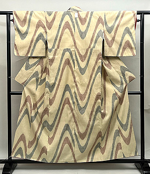 太子間道文様本場結城縮袷