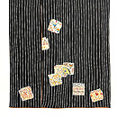 よろけ縞に色紙文様散歩着　上前