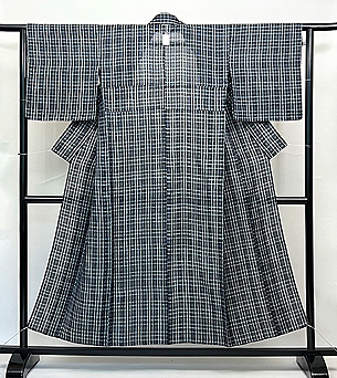 黒地格子文様本場越後上布