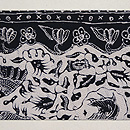 チレボンのバティック名古屋帯　前柄