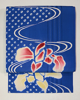 水に菖蒲文様名古屋帯