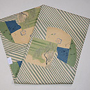 斜線に色紙文様名古屋帯　帯裏