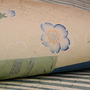 斜線に色紙文様名古屋帯　質感・風合