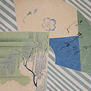 斜線に色紙文様名古屋帯　質感・風合