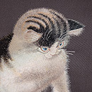 蝶と遊ぶネコちゃんの袋帯　質感・風合