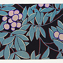 黒地南天文様名古屋帯　前柄