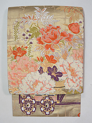 花車文様唐織袋帯