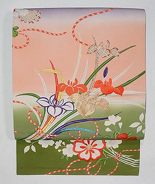 花散らし文様名古屋帯