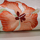 芙蓉文様刺繍変わり絽名古屋帯　質感・風合
