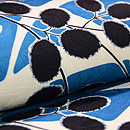 ブルー地芝梅雨に萩の名古屋帯 質感・風合