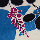 ブルー地芝梅雨に萩の名古屋帯 質感・風合