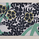 蛇籠に秋草の染め名古屋帯 前柄