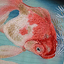 黒地金魚の名古屋帯 質感・風合