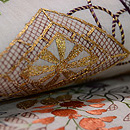 江戸期帷子崩し藤に車文様名古屋帯 質感・風合