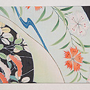 黒地扇面にお花尽くし絽の名古屋帯　前柄