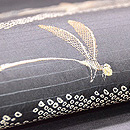 雪輪紋にトンボの絽名古屋帯　質感・風合