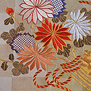 菊の花束文様袋帯　質感・風合