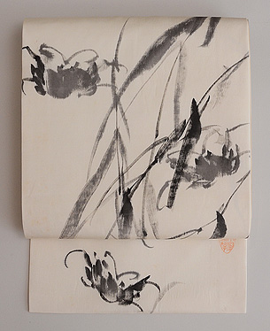 蟹の手描き名古屋帯