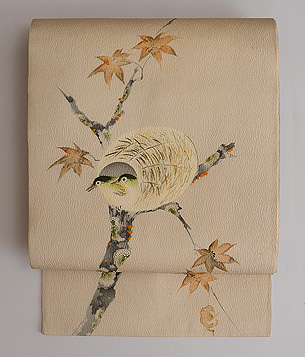 巣ごもりメジロの名古屋帯