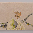 巣ごもりメジロの名古屋帯　前柄