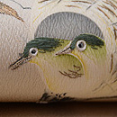 巣ごもりメジロの名古屋帯　質感・風合