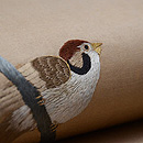 柿の木に雀の刺繍名古屋帯　質感・風合