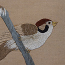 柿の木に雀の刺繍名古屋帯　質感・風合