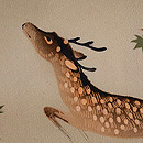 落ち葉に鹿文様名古屋帯　質感・風合