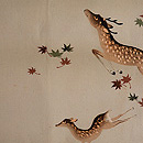 落ち葉に鹿文様名古屋帯　質感・風合