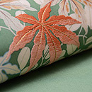 短冊に秋の花尽くし文様名古屋帯　質感・風合