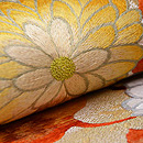 黄菊文様袋帯　質感・風合