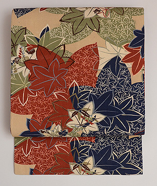 紅葉文様縮緬の名古屋帯