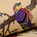 ざくろに山鳥縮緬の名古屋帯　質感・風合