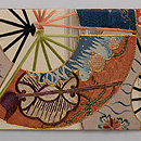 扇円文押し絵名古屋帯 前柄