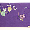 茅葺き門に四季の花文様刺繍名古屋帯　前柄