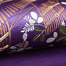 茅葺き門に四季の花文様刺繍名古屋帯　質感・風合