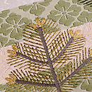 石畳文様に若松刺繍の名古屋帯　質感・風合