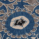 藍地丸に唐草文様和更紗名古屋帯　質感・風合