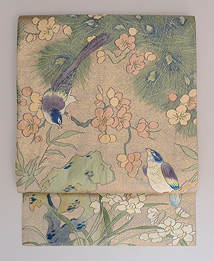 桜に小鳥織り名古屋帯