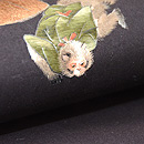 猿かに合戦文様繋ぎ名古屋帯　質感・風合