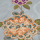 立涌に牡丹の相良刺繍名古屋帯　質感・風合