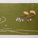 流れに川鵜の名古屋帯　前柄