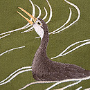 流れに川鵜の名古屋帯　質感・風合