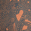 花鳥獣文様ジャワ更紗の名古屋帯　質感・風合